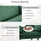 Banc en Velours Whisen 134,6 cm avec Accoudoirs Roulés, Accents de Rivets, Siège Rembourré Minimaliste de Pied de Lit, 2 Coussins, Rembourrage en Mousse Haute Densité