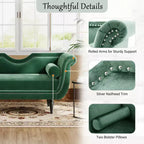 Banc en Velours Whisen 134,6 cm avec Accoudoirs Roulés, Accents de Rivets, Siège Rembourré Minimaliste de Pied de Lit, 2 Coussins, Rembourrage en Mousse Haute Densité