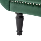 Banc en Velours Whisen 134,6 cm avec Accoudoirs Roulés, Accents de Rivets, Siège Rembourré Minimaliste de Pied de Lit, 2 Coussins, Rembourrage en Mousse Haute Densité
