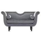 Banc en Velours Whisen 134,6 cm avec Accoudoirs Roulés, Accents de Rivets, Siège Rembourré Minimaliste de Pied de Lit, 2 Coussins, Rembourrage en Mousse Haute Densité
