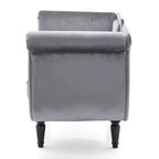 Banc en Velours Whisen 134,6 cm avec Accoudoirs Roulés, Accents de Rivets, Siège Rembourré Minimaliste de Pied de Lit, 2 Coussins, Rembourrage en Mousse Haute Densité