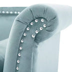 Banc en Velours Whisen 134,6 cm avec Accoudoirs Roulés, Accents de Rivets, Siège Rembourré Minimaliste de Pied de Lit, 2 Coussins, Rembourrage en Mousse Haute Densité