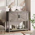 Farmhouse Console Table with 2-Door and 2 Drawers, Buffet Cabinet Wood Coffee Bar Cabinet for Kitchen, Dining Room, Living Room, Entryway (White)
