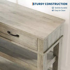 Console en bois à 3 niveaux style ferme avec 2 tiroirs de rangement – Table polyvalente pour entrée et canapé de salon
