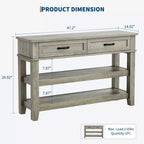 Console en bois à 3 niveaux style ferme avec 2 tiroirs de rangement – Table polyvalente pour entrée et canapé de salon