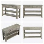 Console en bois à 3 niveaux style ferme avec 2 tiroirs de rangement – Table polyvalente pour entrée et canapé de salon