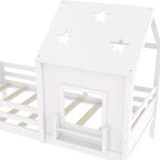 Lit cabane jumeau/double avec escalier et fenêtre, lit plateforme en bois massif avec bibliothèque pour enfants