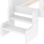 Lit cabane jumeau/double avec escalier et fenêtre, lit plateforme en bois massif avec bibliothèque pour enfants