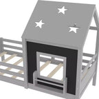 Lit cabane jumeau/double avec escalier et fenêtre, lit plateforme en bois massif avec bibliothèque pour enfants