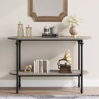 Narrow 2-Tier Industrial Entryway Console Table with Storage Shelf, Thin Behind Couch Sofa Table, Farmhouse Style