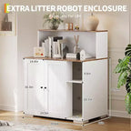 Meuble pour litière extra large, meuble automatique pour litière grande taille, meuble à litière anti-chien avec prise, espace pour affaires de chat