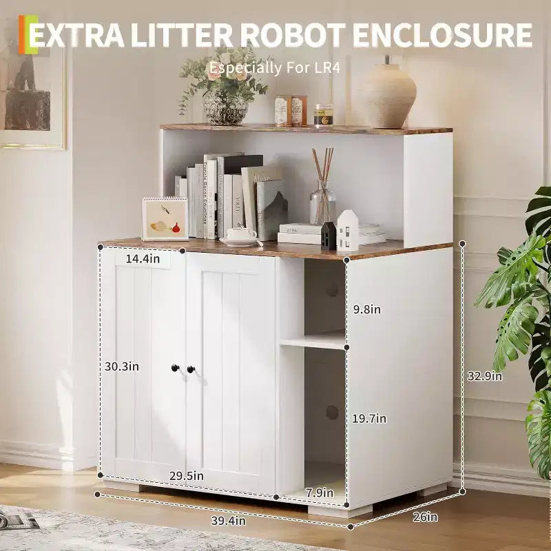 Meuble pour litière extra large, meuble automatique pour litière grande taille, meuble à litière anti-chien avec prise, espace pour affaires de chat