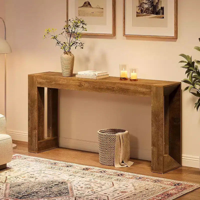 Lantine Table console de 160 cm de long, table de canapé de style rustique en bois à placer derrière un canapé, table d'entrée pour salon, entrée, couloir, hall d'accueil