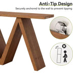 Console en bois massif Lantine de 63 pouces avec base en M, table de canapé de style ferme à placer derrière le canapé pour l'entrée, le couloir, le salon