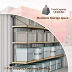 Support d'étagère réglable à 3 niveaux pour conteneur maritime avec anneau en D, capacité de 500 kg, acier noir, 56 cm P x 152 cm H, pour garage/atelier/marchandise, 1 pièce