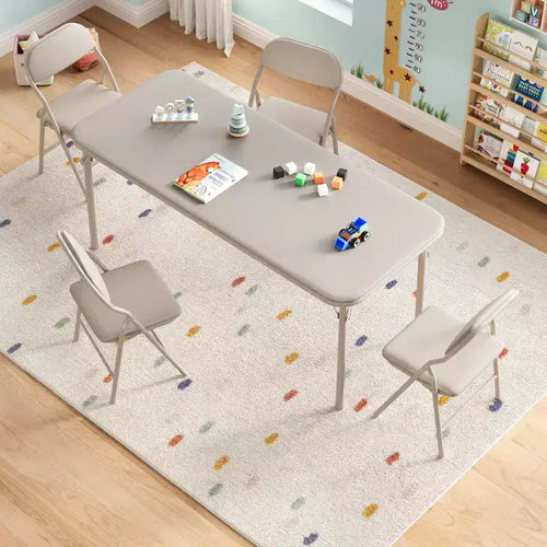 Ensemble table et 4 chaises pliantes pour enfants, pliable avec espace de rangement, ensemble table et chaises pour tout-petits pour salle à manger, maternelle et salle de classe