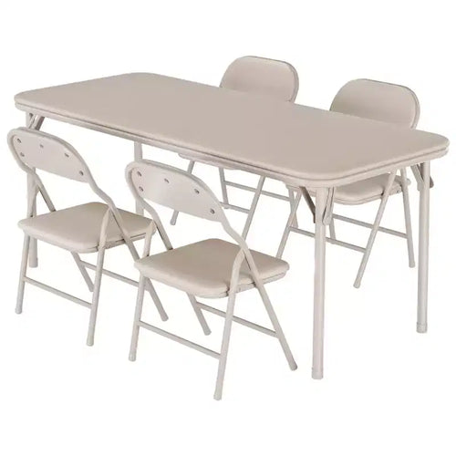 5-Piece Kids Folding Table and Chairs Set, Foldable with Storage Space, Toddler Activity Table & Chair Set for Dining Room, Preschool & Classroom