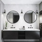 USHOWER Lot de 2 miroirs ronds noirs pour salle de bain avec cadre en métal, miroirs circulaires pour décoration murale, miroir de courtoisie de salle de bain, miroir d'entrée