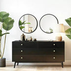USHOWER Lot de 2 miroirs ronds noirs pour salle de bain avec cadre en métal, miroirs circulaires pour décoration murale, miroir de courtoisie de salle de bain, miroir d'entrée
