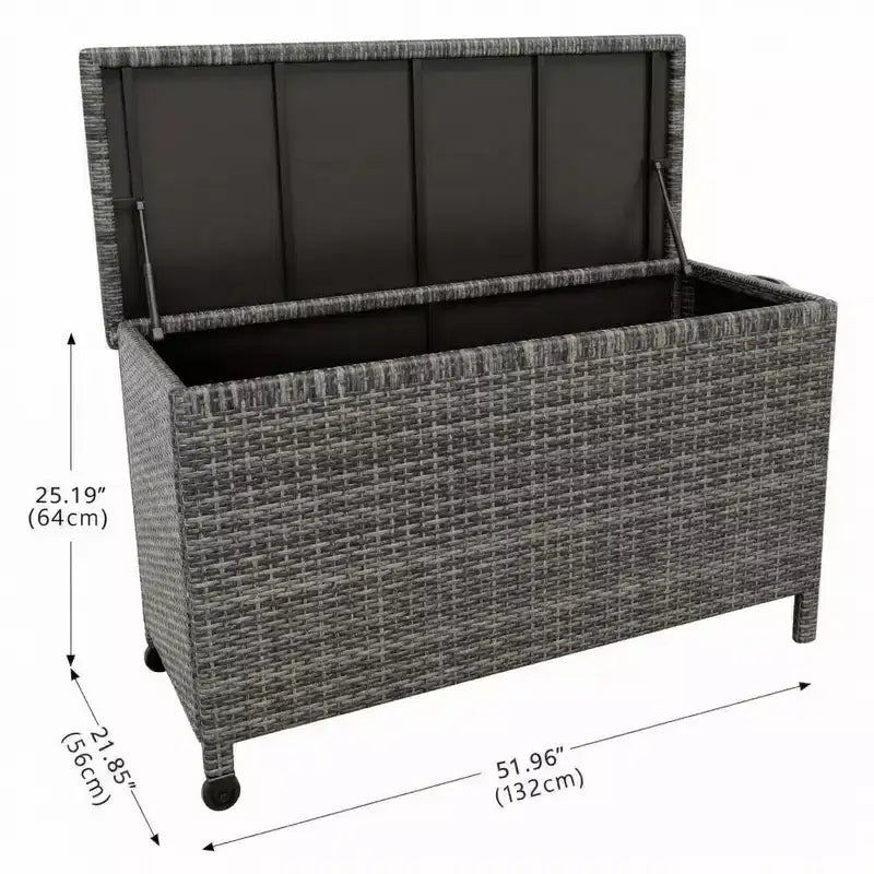 Coffre de Rangement Extérieur de 80 Gallons - Étanche en Rotin PE Tressé Résistant aux Intempéries - Rangement Spacieux pour Patio