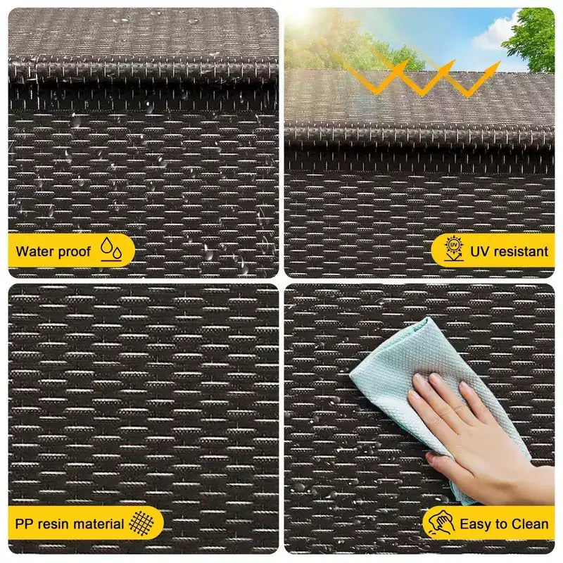 Coffre de Rangement Extérieur de 80 Gallons - Étanche en Rotin PE Tressé Résistant aux Intempéries - Rangement Spacieux pour Patio