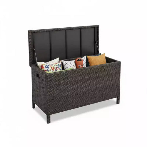 80 Gallon Outdoor Deck Box - Waterproof All-Weather PE Rattan Wicker Storage Chest - Spacious Patio Storage
