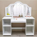 Coiffeuse 2 en 1 pour enfants avec lumières, ensemble bureau et chaise de princesse, étagères de rangement et armoire pour jeu d'imitation