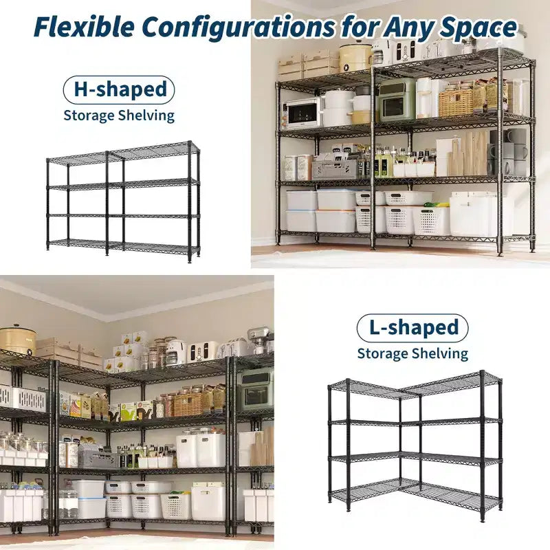 Étagère métallique à 5 niveaux ultra-résistante - Rayonnage de rangement réglable pour garage, cellier, cuisine, sous-sol, entrepôt et usage commercial