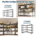 Étagère métallique à 5 niveaux ultra-résistante - Rayonnage de rangement réglable pour garage, cellier, cuisine, sous-sol, entrepôt et usage commercial
