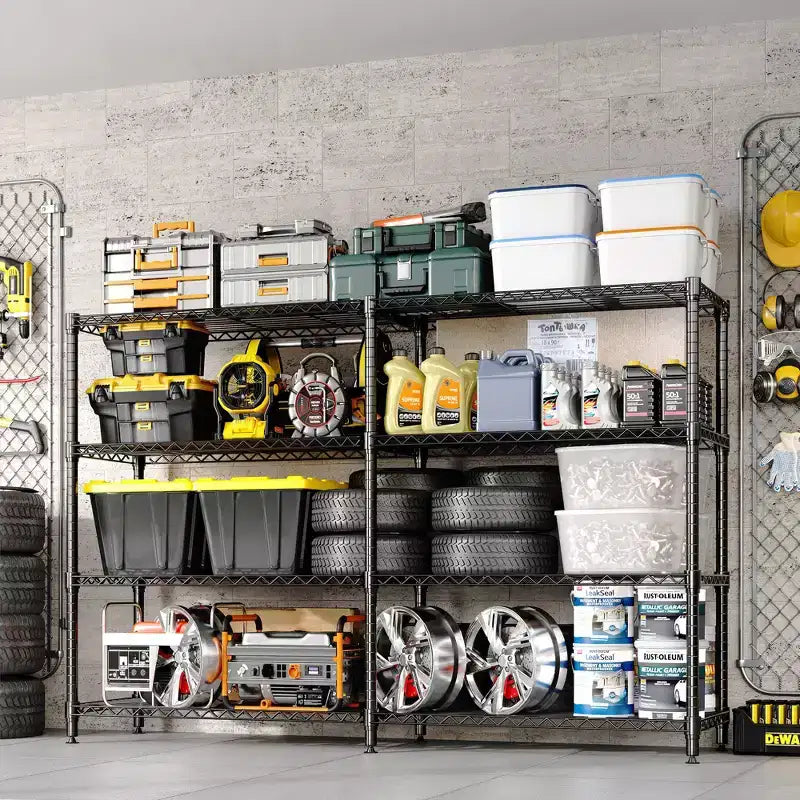 Étagère métallique à 5 niveaux ultra-résistante - Rayonnage de rangement réglable pour garage, cellier, cuisine, sous-sol, entrepôt et usage commercial