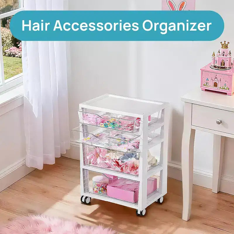 Chariot de rangement à tiroirs en plastique Vtopmart à 4 niveaux avec roues, pour fournitures d'artisanat, fournitures de bureau à domicile, jouets, rangement sous le bureau