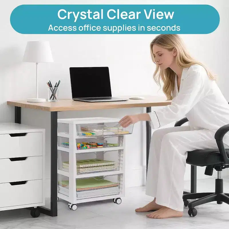 Chariot de rangement à tiroirs en plastique Vtopmart à 4 niveaux avec roues, pour fournitures d'artisanat, fournitures de bureau à domicile, jouets, rangement sous le bureau