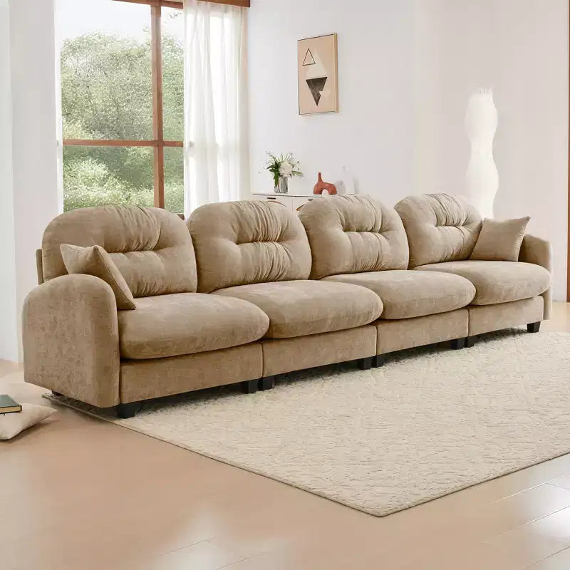GDFStudio Freddy 140 Canapé Modulable Moderne 4 Places en Chenille avec 2 Coussins Décoratifs