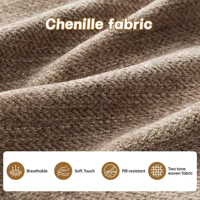 GDFStudio Freddy 140 Canapé Modulable Moderne 4 Places en Chenille avec 2 Coussins Décoratifs