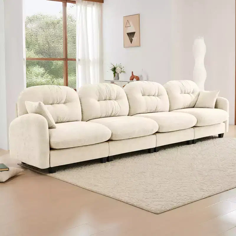 GDFStudio Freddy 140 Canapé Modulable Moderne 4 Places en Chenille avec 2 Coussins Décoratifs