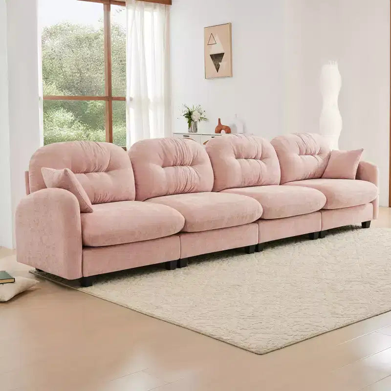 GDFStudio Freddy 140 Canapé Modulable Moderne 4 Places en Chenille avec 2 Coussins Décoratifs