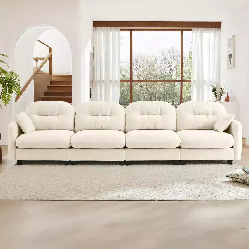 GDFStudio Freddy 140 Modern 4-Seater Modular Chenille Upholstered Sofa with 2 Throw Pillows