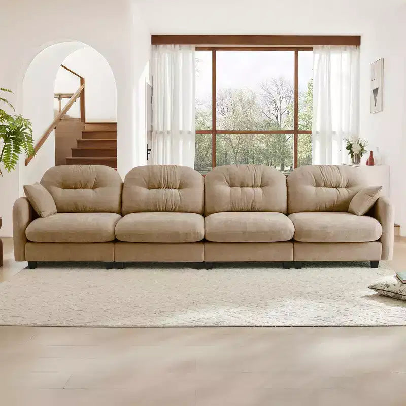 GDFStudio Freddy 140 Canapé Modulable Moderne 4 Places en Chenille avec 2 Coussins Décoratifs