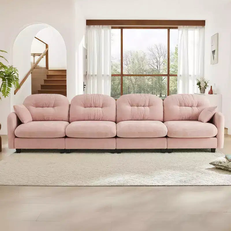 GDFStudio Freddy 140 Canapé Modulable Moderne 4 Places en Chenille avec 2 Coussins Décoratifs