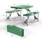VINGLI Table de pique-nique pliante portable de 1,2 m Table de camping pliable avec 4 sièges et trou pour parasol Table de cartes de type valise - Supporte 100 kg