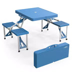 VINGLI 4 Ft Portable Folding Picnic Table Camping Table Foldable Set with 4 Seats with Umbrella Hole Suitcase Card Table-220 Lbs Support
