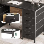 JIONJOY 47 Bureau informatique avec 8 tiroirs en tissu, grand bureau d'écriture de rangement pour bureau à domicile, jeux et études, cadre en métal robuste