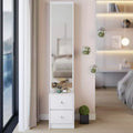 11.8-Inch Minimalist Vanity Desk Set with Full-Length Mirror, Cabinet Storage for Bedroom, Space-Saving Design