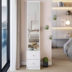 11.8-Inch Minimalist Vanity Desk Set with Full-Length Mirror, Cabinet Storage for Bedroom, Space-Saving Design