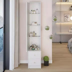 Ensemble coiffeuse minimaliste de 11,8 pouces avec miroir pleine longueur, rangement avec placard pour chambre à coucher, conception peu encombrante
