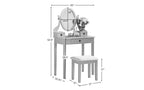 Coiffeuse contemporaine avec miroir, 3 tiroirs, tabouret assorti pour chambre à coucher, finition rose, design peu encombrant