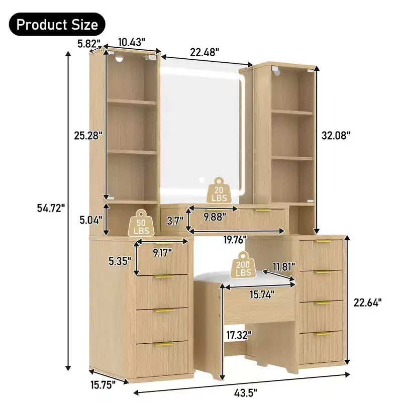 Coiffeuse contemporaine avec miroir, 3 tiroirs, tabouret assorti pour chambre à coucher, finition rose, design peu encombrant