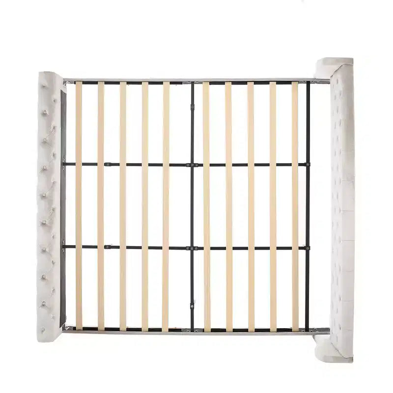 Cadre de lit plateforme Whisen 43.3 King avec tête de lit capitonnée, pied de lit à volutes, velours touffeté, quincaillerie antirouille, assemblage facile