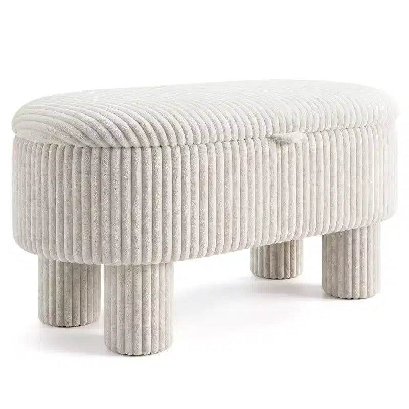 Banc ottoman de rangement Costway 42 avec compartiment de rangement caché et pieds pour salon Gris/Beige