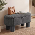 Banc ottoman de rangement Costway 42 avec compartiment de rangement caché et pieds pour salon Gris/Beige